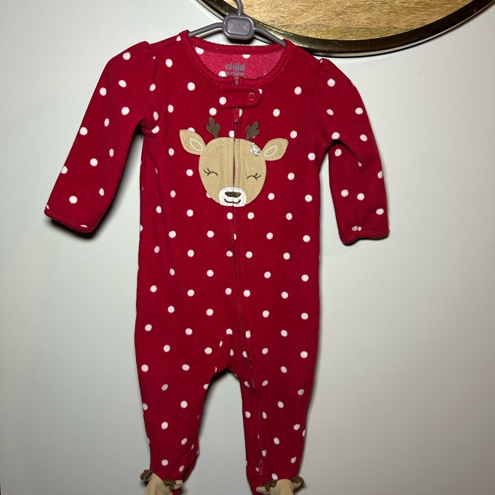Child of Mine Red and White Reindeer Footie
